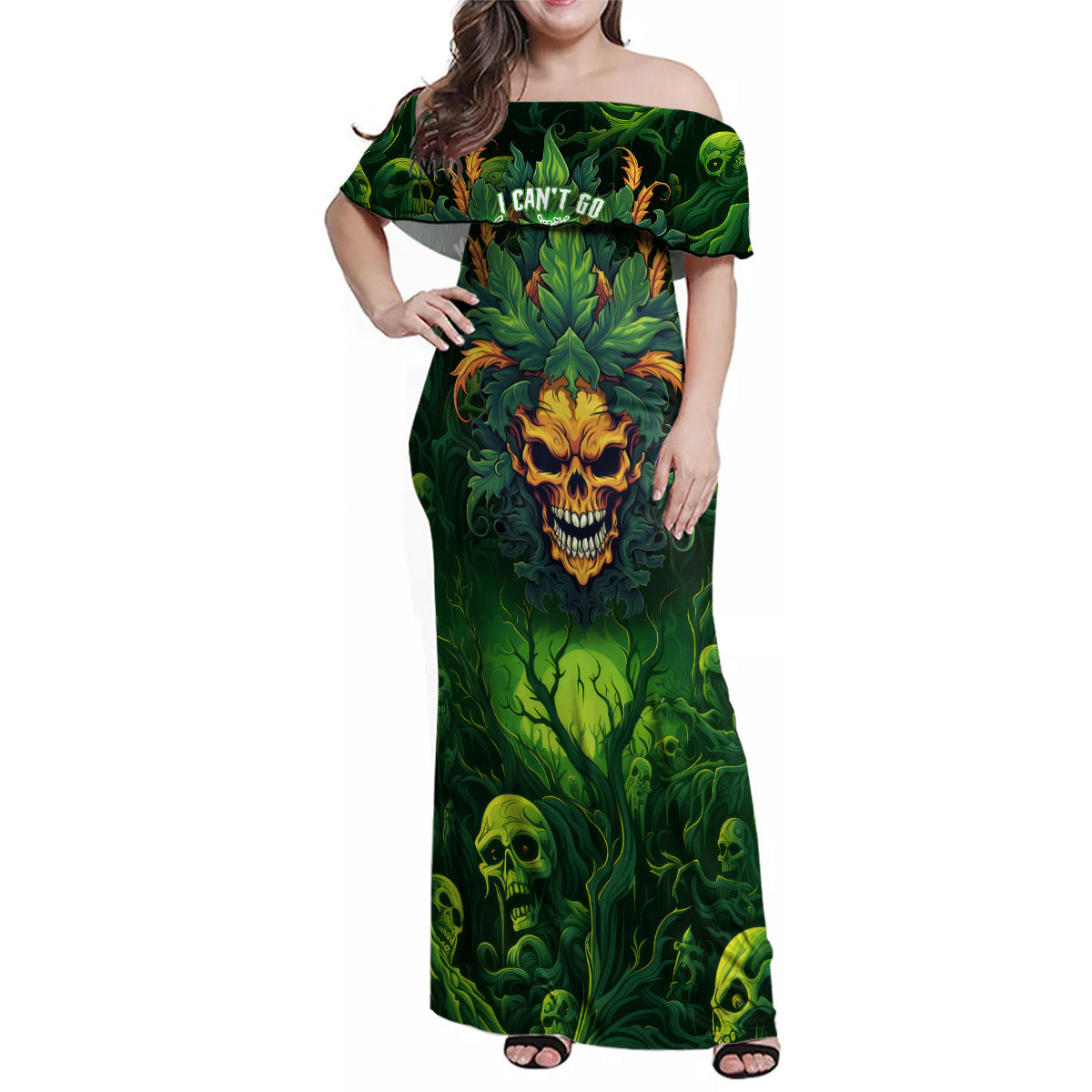 I Can't Go To Hell The Devil Still Has A Restraining Order Against Me Family Matching Off Shoulder Maxi Dress and Hawaiian Shirt - Wonder Print Shop