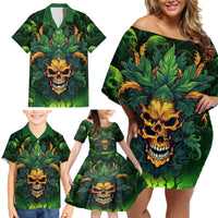 I Can't Go To Hell The Devil Still Has A Restraining Order Against Me Family Matching Off Shoulder Short Dress and Hawaiian Shirt - Wonder Print Shop