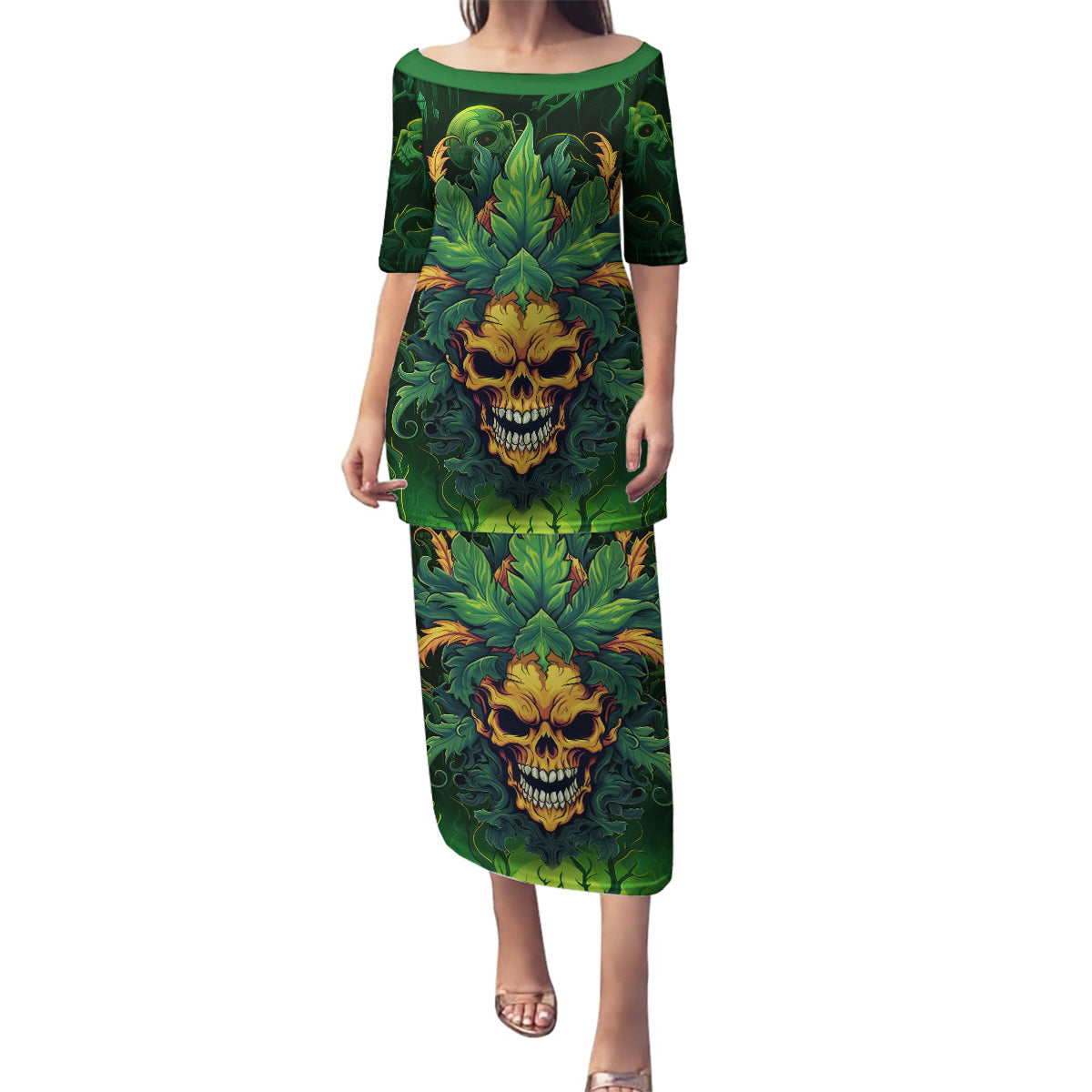 I Can't Go To Hell The Devil Still Has A Restraining Order Against Me Family Matching Puletasi Dress and Hawaiian Shirt - Wonder Print Shop