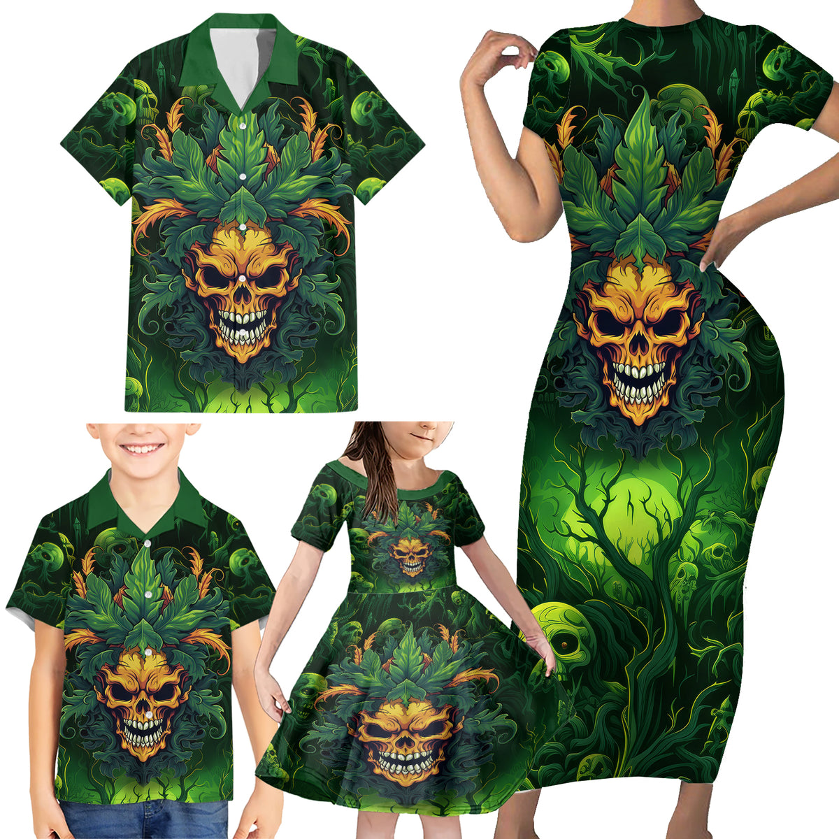 I Can't Go To Hell The Devil Still Has A Restraining Order Against Me Family Matching Short Sleeve Bodycon Dress and Hawaiian Shirt - Wonder Print Shop