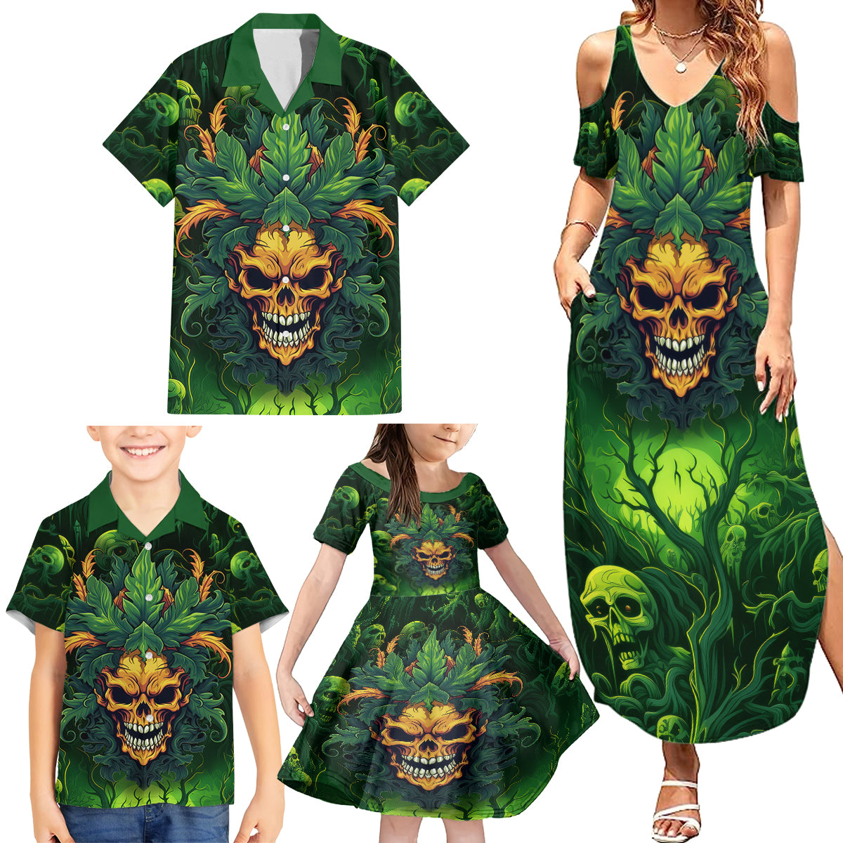 I Can't Go To Hell The Devil Still Has A Restraining Order Against Me Family Matching Summer Maxi Dress and Hawaiian Shirt - Wonder Print Shop