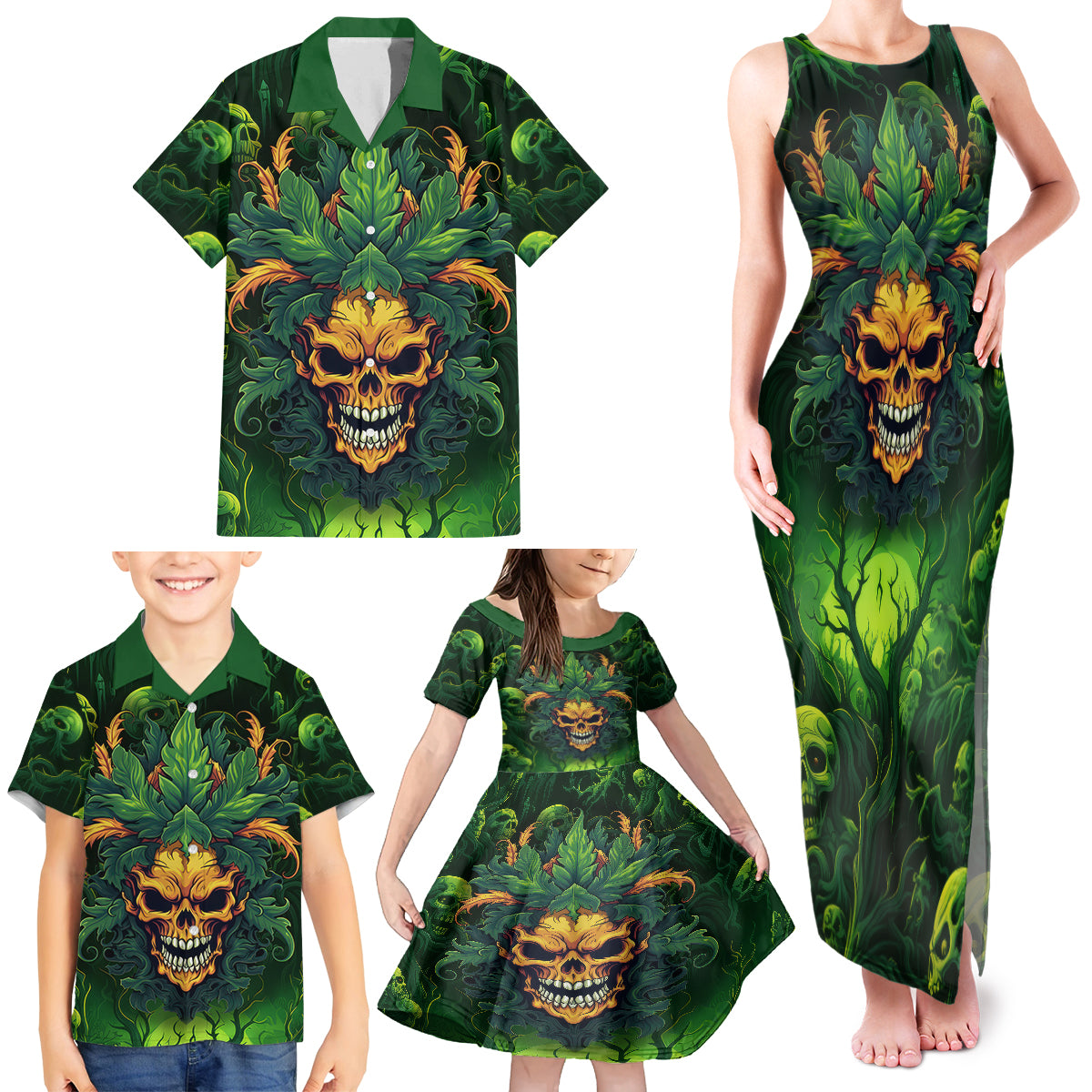 I Can't Go To Hell The Devil Still Has A Restraining Order Against Me Family Matching Tank Maxi Dress and Hawaiian Shirt - Wonder Print Shop