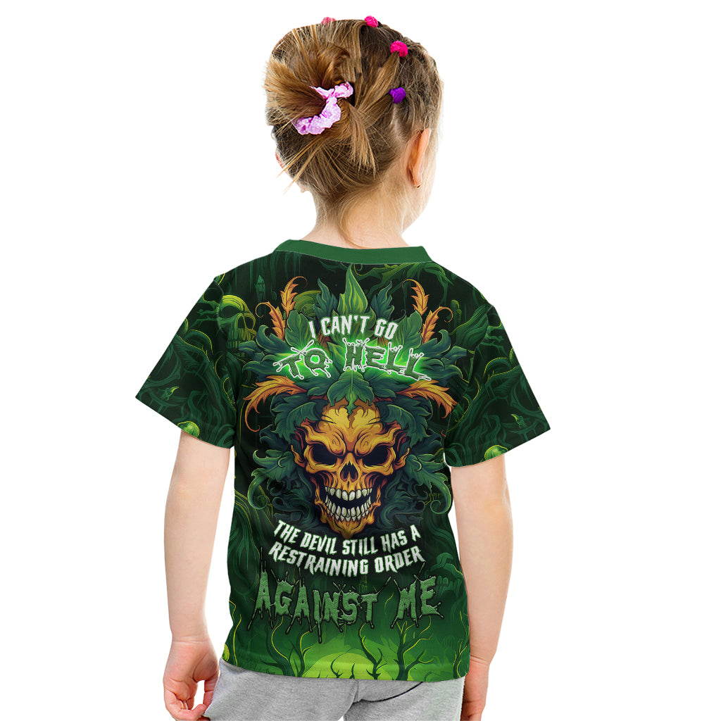 I Can't Go To Hell The Devil Still Has A Restraining Order Against Me Kid T Shirt - Wonder Print Shop