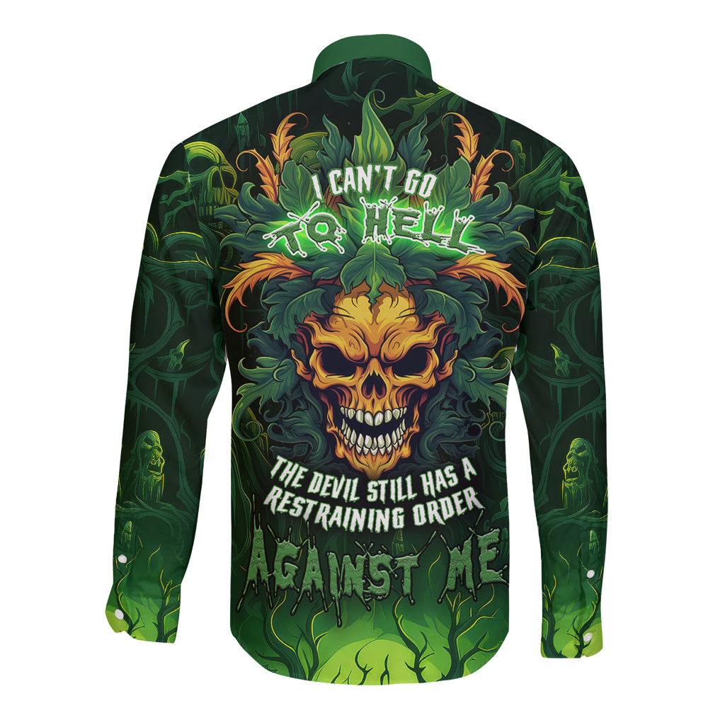 I Can't Go To Hell The Devil Still Has A Restraining Order Against Me Long Sleeve Button Shirt - Wonder Print Shop