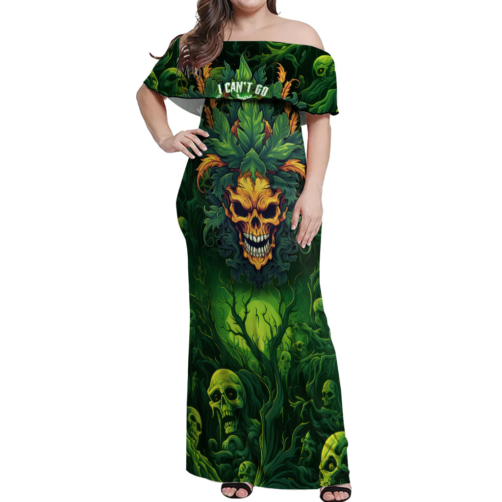 I Can't Go To Hell The Devil Still Has A Restraining Order Against Me Off Shoulder Maxi Dress - Wonder Print Shop
