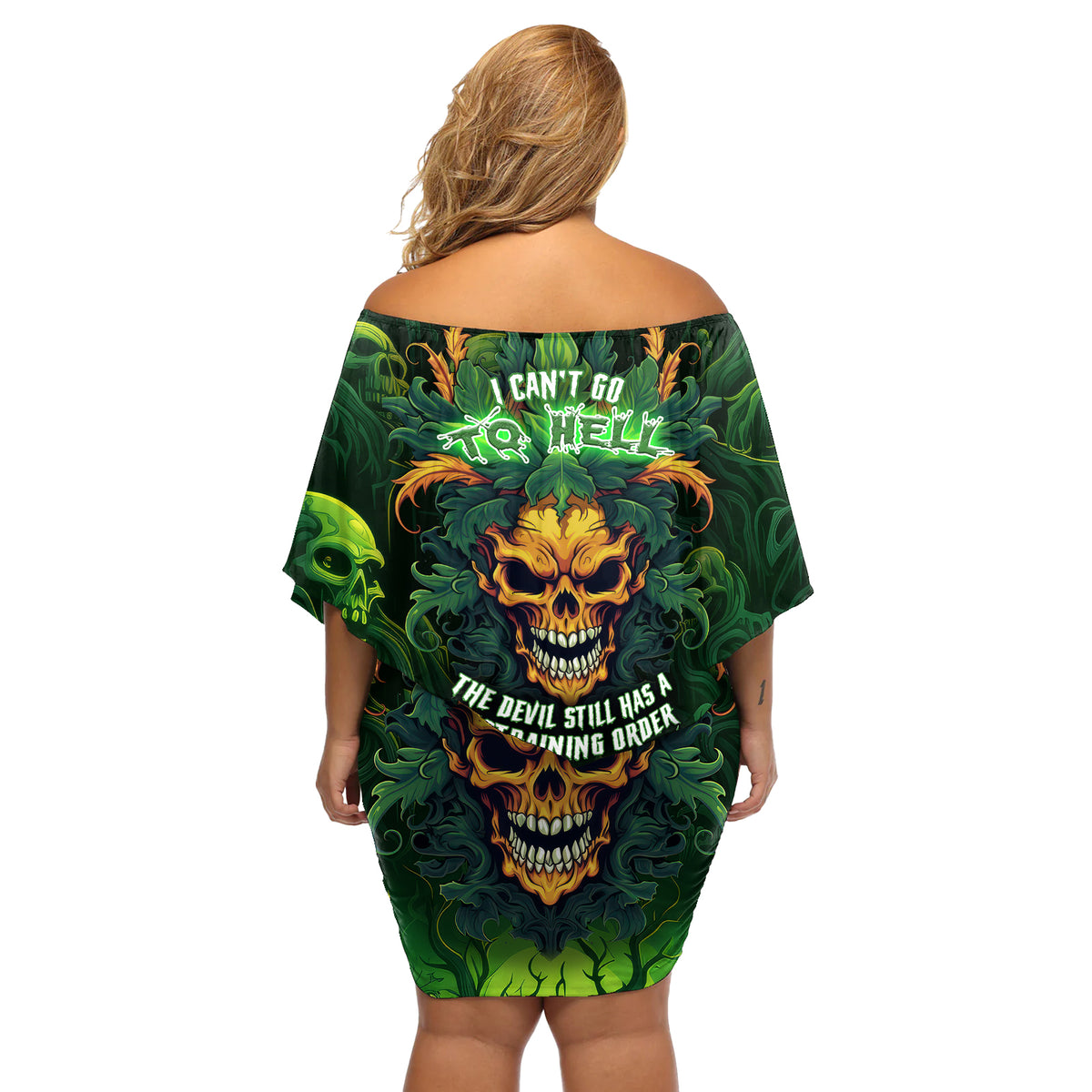 I Can't Go To Hell The Devil Still Has A Restraining Order Against Me Off Shoulder Short Dress - Wonder Print Shop