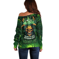 I Can't Go To Hell The Devil Still Has A Restraining Order Against Me Off Shoulder Sweater - Wonder Print Shop