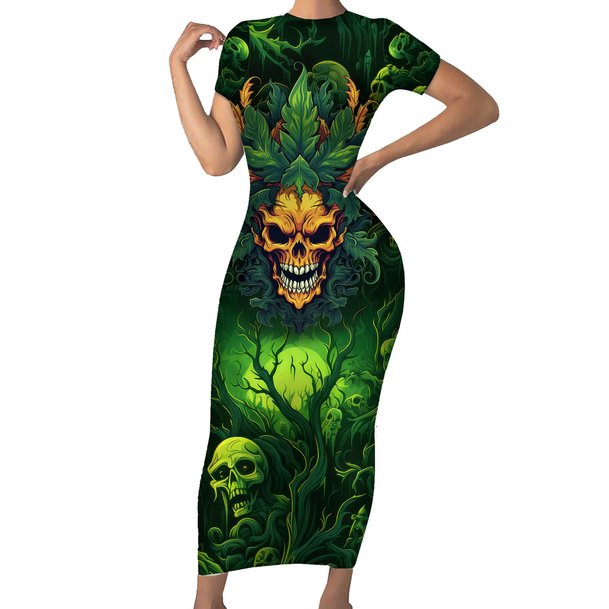 I Can't Go To Hell The Devil Still Has A Restraining Order Against Me Short Sleeve Bodycon Dress - Wonder Print Shop