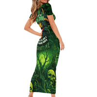 I Can't Go To Hell The Devil Still Has A Restraining Order Against Me Short Sleeve Bodycon Dress - Wonder Print Shop