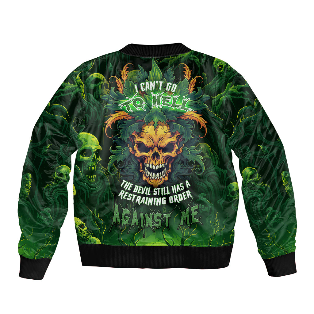 I Can't Go To Hell The Devil Still Has A Restraining Order Against Me Sleeve Zip Bomber Jacket - Wonder Print Shop