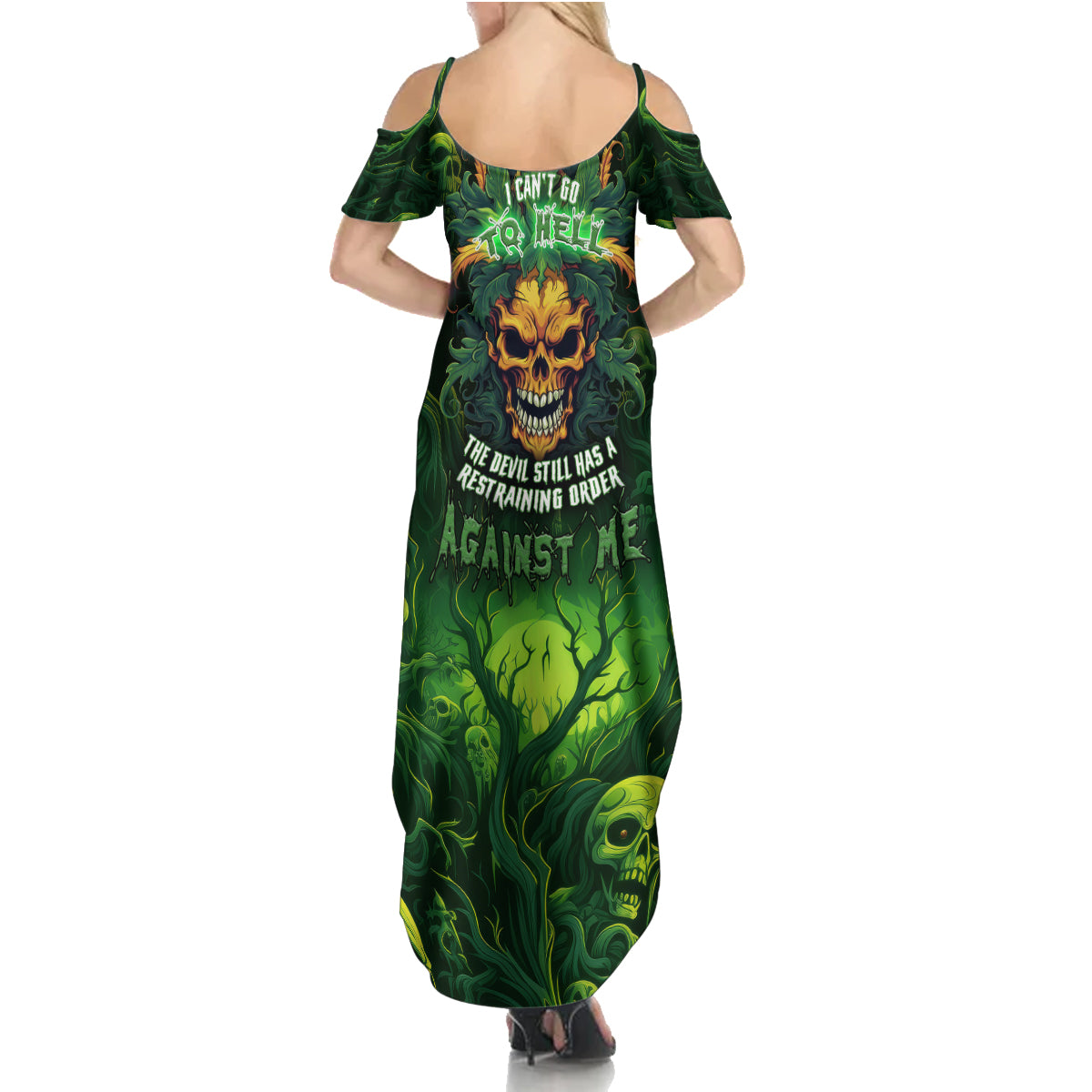 I Can't Go To Hell The Devil Still Has A Restraining Order Against Me Summer Maxi Dress - Wonder Print Shop