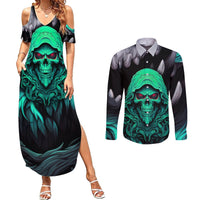 If I'm Too Quiet And Smiling You Might Want To Couples Matching Summer Maxi Dress and Long Sleeve Button Shirts - Wonder Print Shop