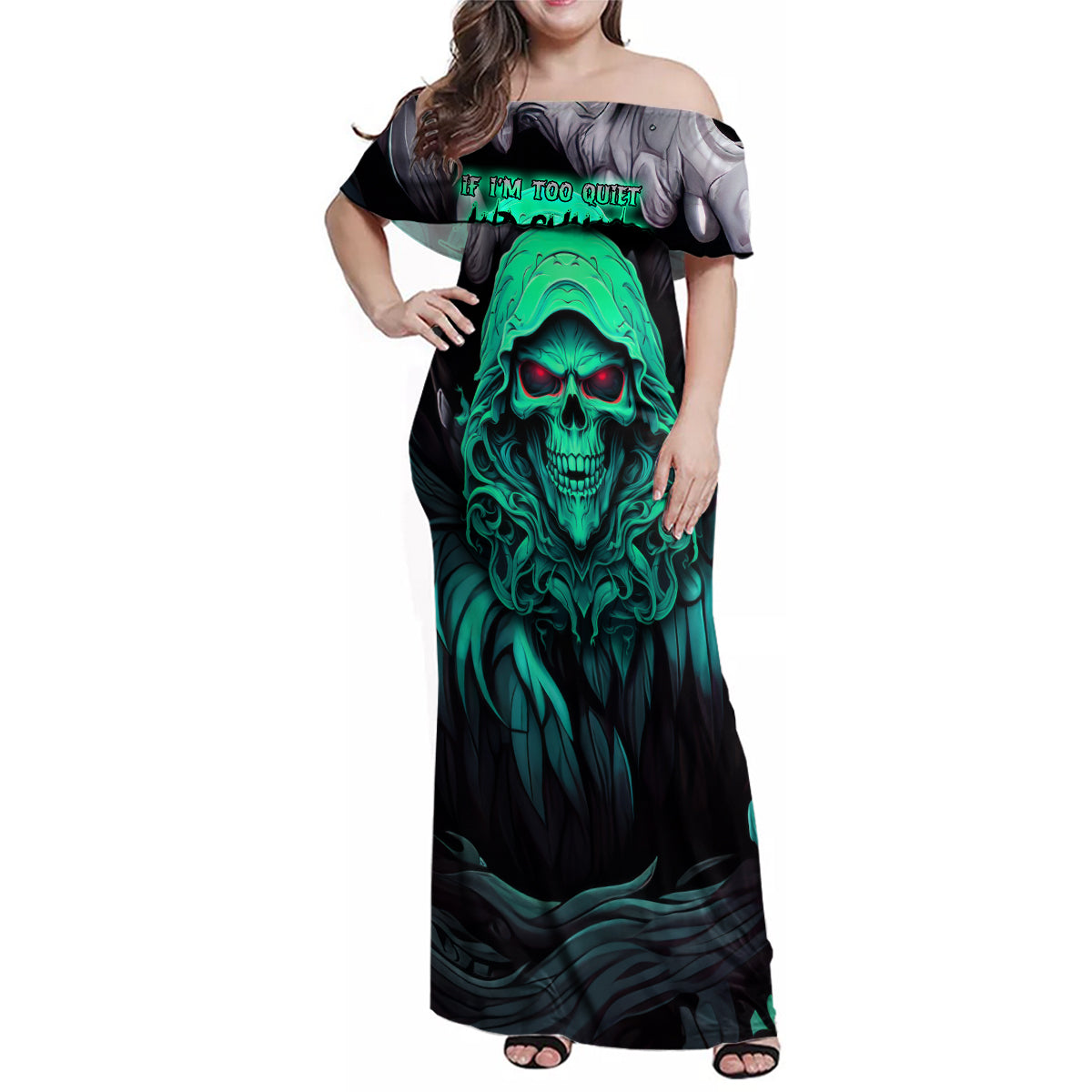 If I'm Too Quiet And Smiling You Might Want To Family Matching Off Shoulder Maxi Dress and Hawaiian Shirt - Wonder Print Shop