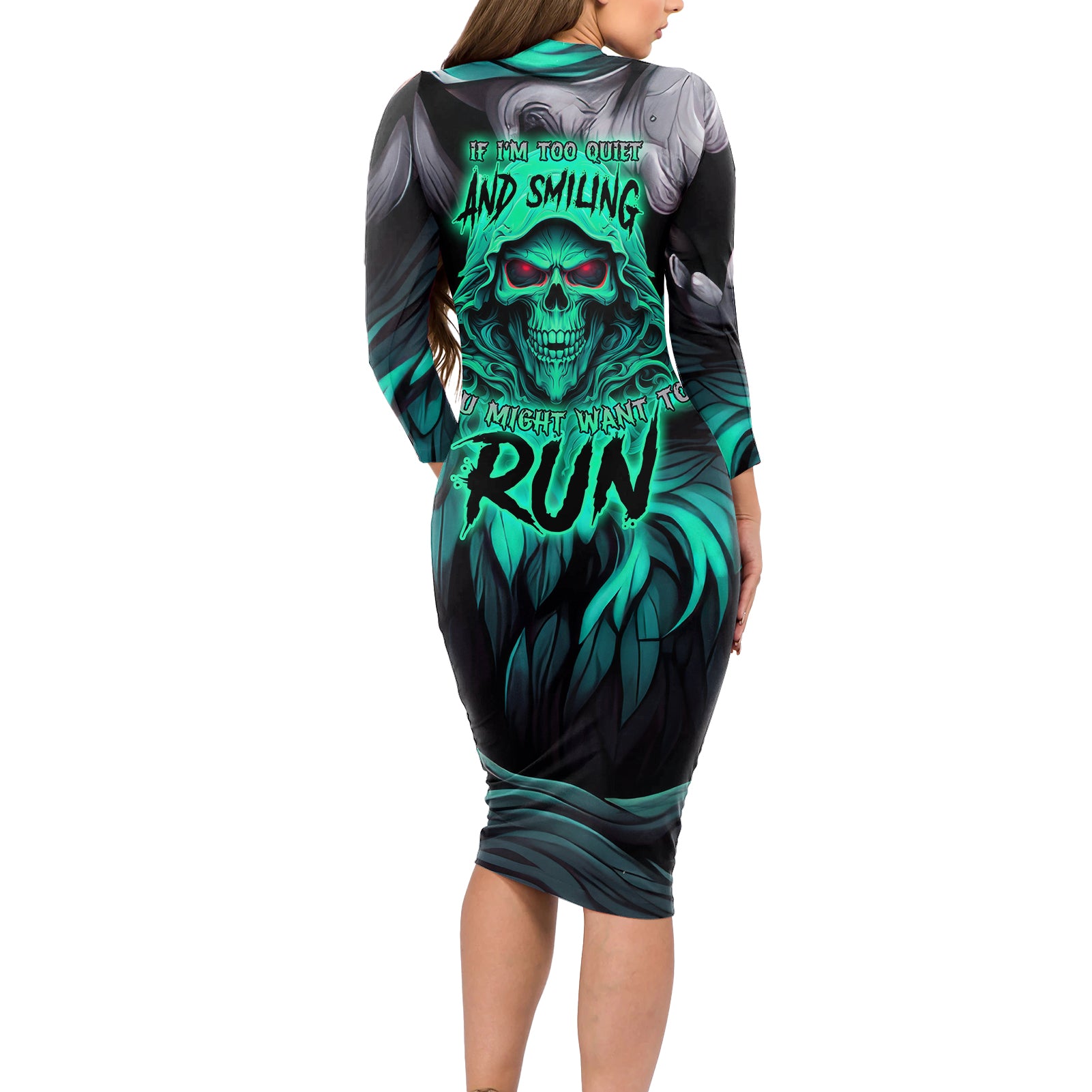 If I'm Too Quiet And Smiling You Might Want To Long Sleeve Bodycon Dress - Wonder Print Shop
