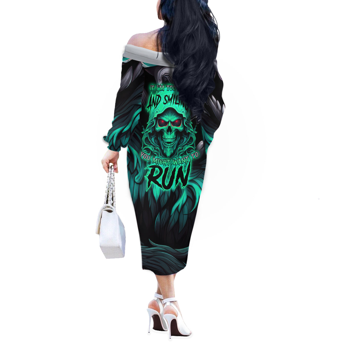 If I'm Too Quiet And Smiling You Might Want To Off The Shoulder Long Sleeve Dress - Wonder Print Shop