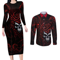 I'm Never Alone My Demon Are With Me 247 Couples Matching Long Sleeve Bodycon Dress and Long Sleeve Button Shirts - Wonder Print Shop