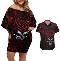I'm Never Alone My Demon Are With Me 247 Couples Matching Off Shoulder Short Dress and Hawaiian Shirt - Wonder Print Shop