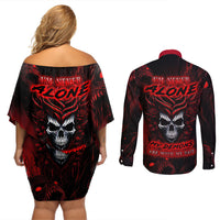 I'm Never Alone My Demon Are With Me 247 Couples Matching Off Shoulder Short Dress and Long Sleeve Button Shirts - Wonder Print Shop