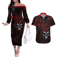 I'm Never Alone My Demon Are With Me 247 Couples Matching Off The Shoulder Long Sleeve Dress and Hawaiian Shirt - Wonder Print Shop