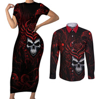 I'm Never Alone My Demon Are With Me 247 Couples Matching Short Sleeve Bodycon Dress and Long Sleeve Button Shirts - Wonder Print Shop