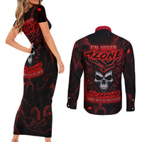 I'm Never Alone My Demon Are With Me 247 Couples Matching Short Sleeve Bodycon Dress and Long Sleeve Button Shirts - Wonder Print Shop
