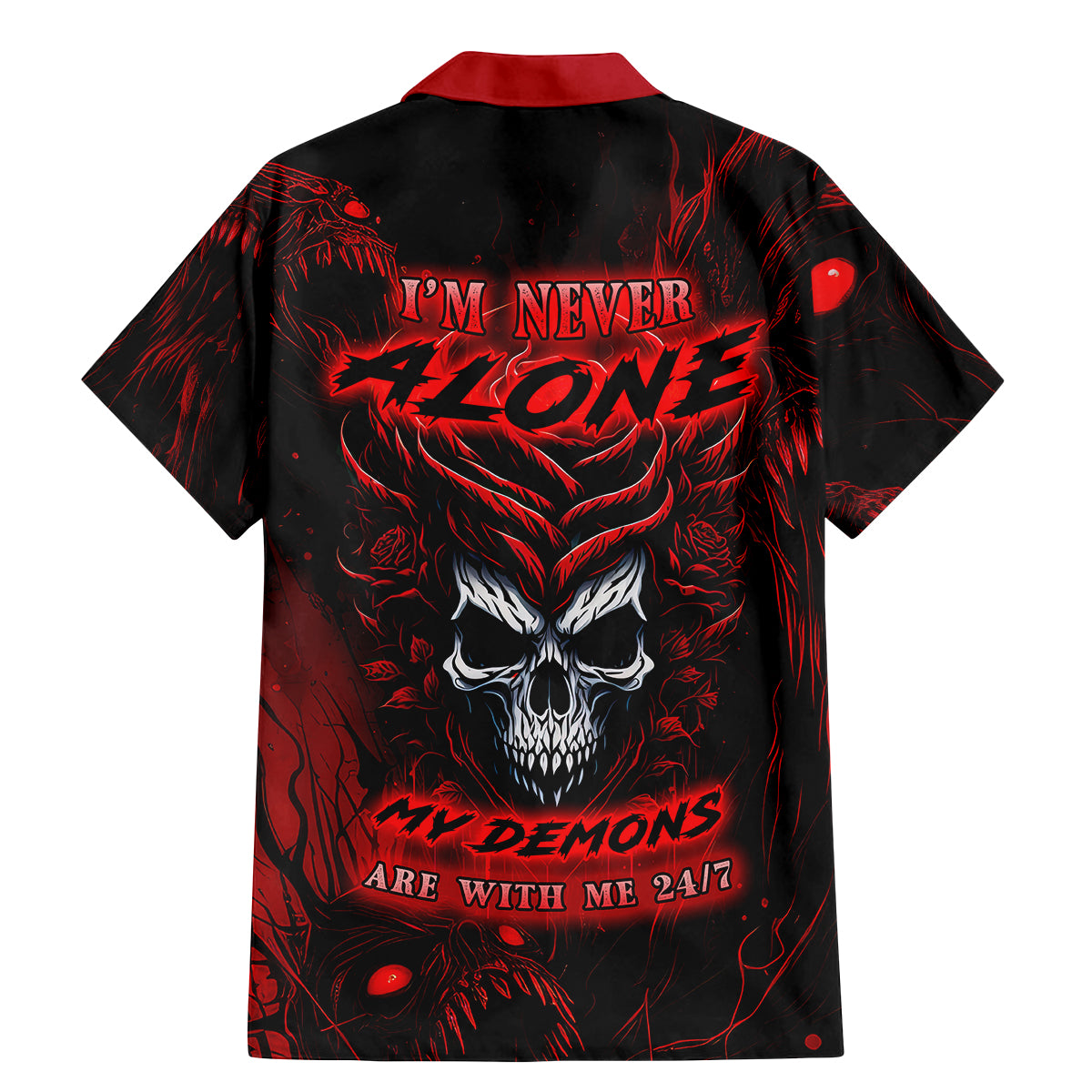 I'm Never Alone My Demon Are With Me 247 Family Matching Mermaid Dress and Hawaiian Shirt - Wonder Print Shop