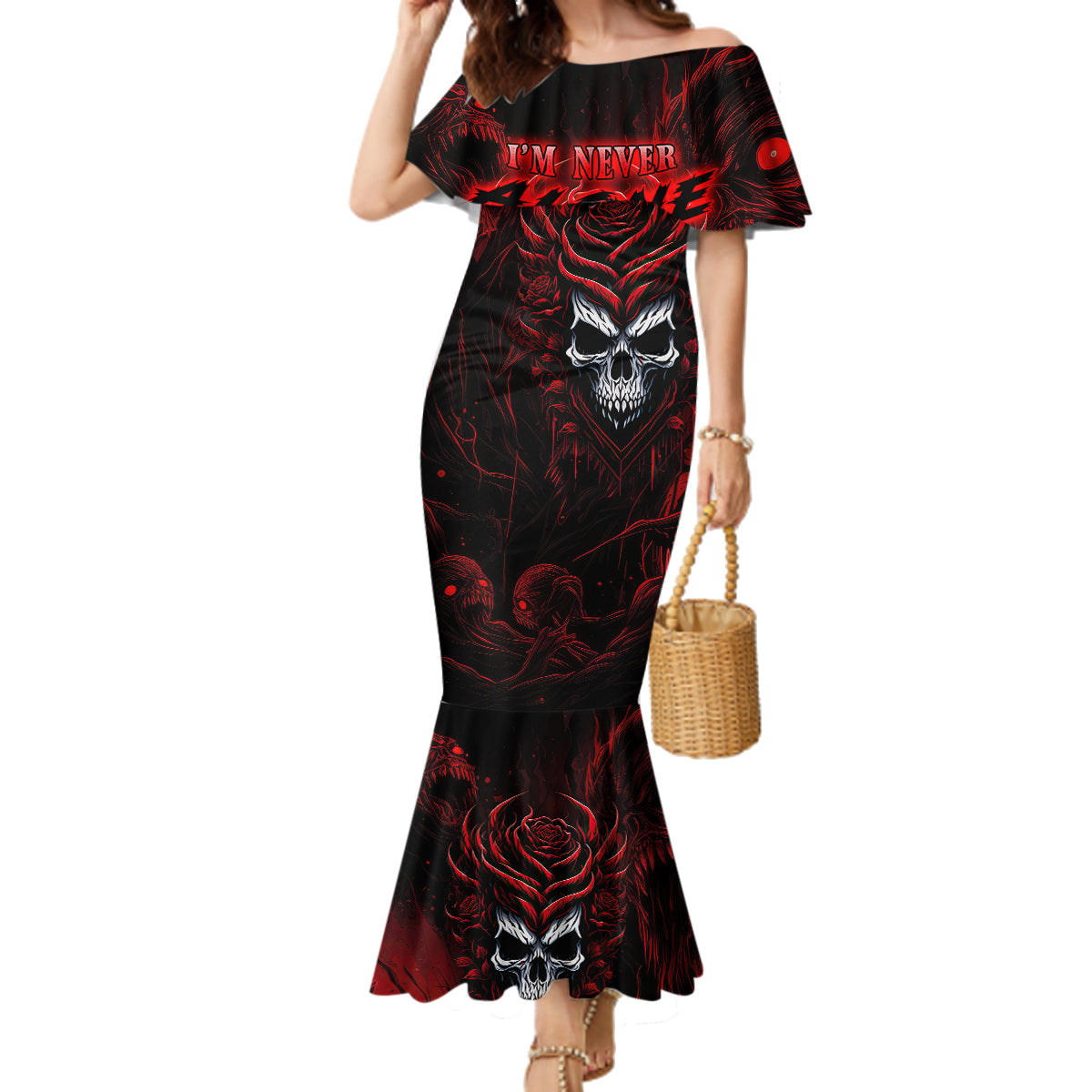 I'm Never Alone My Demon Are With Me 247 Family Matching Mermaid Dress and Hawaiian Shirt - Wonder Print Shop