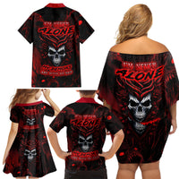 I'm Never Alone My Demon Are With Me 247 Family Matching Off Shoulder Short Dress and Hawaiian Shirt - Wonder Print Shop