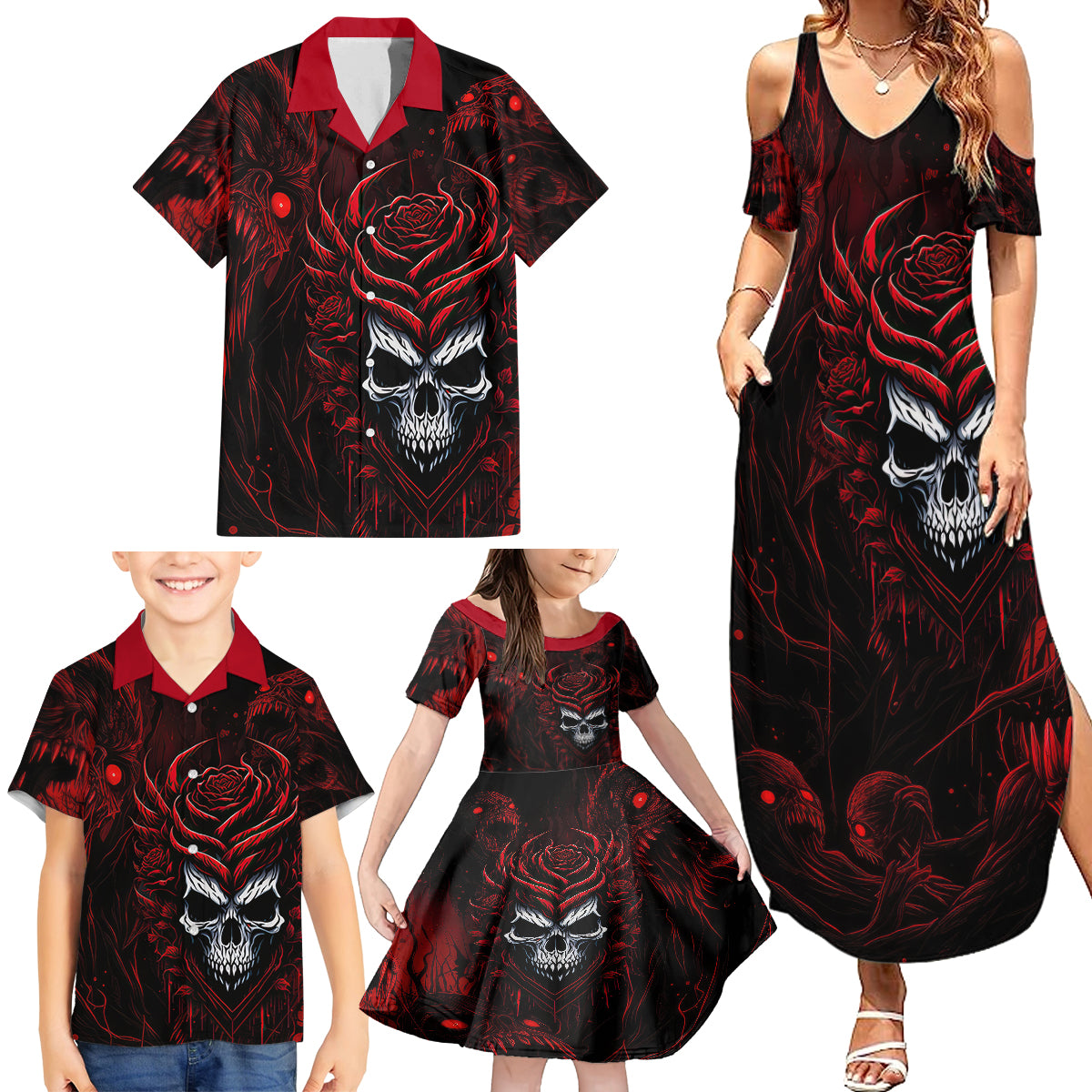 I'm Never Alone My Demon Are With Me 247 Family Matching Summer Maxi Dress and Hawaiian Shirt - Wonder Print Shop