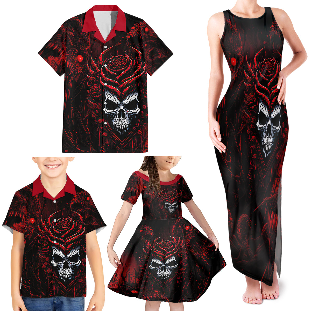 I'm Never Alone My Demon Are With Me 247 Family Matching Tank Maxi Dress and Hawaiian Shirt - Wonder Print Shop