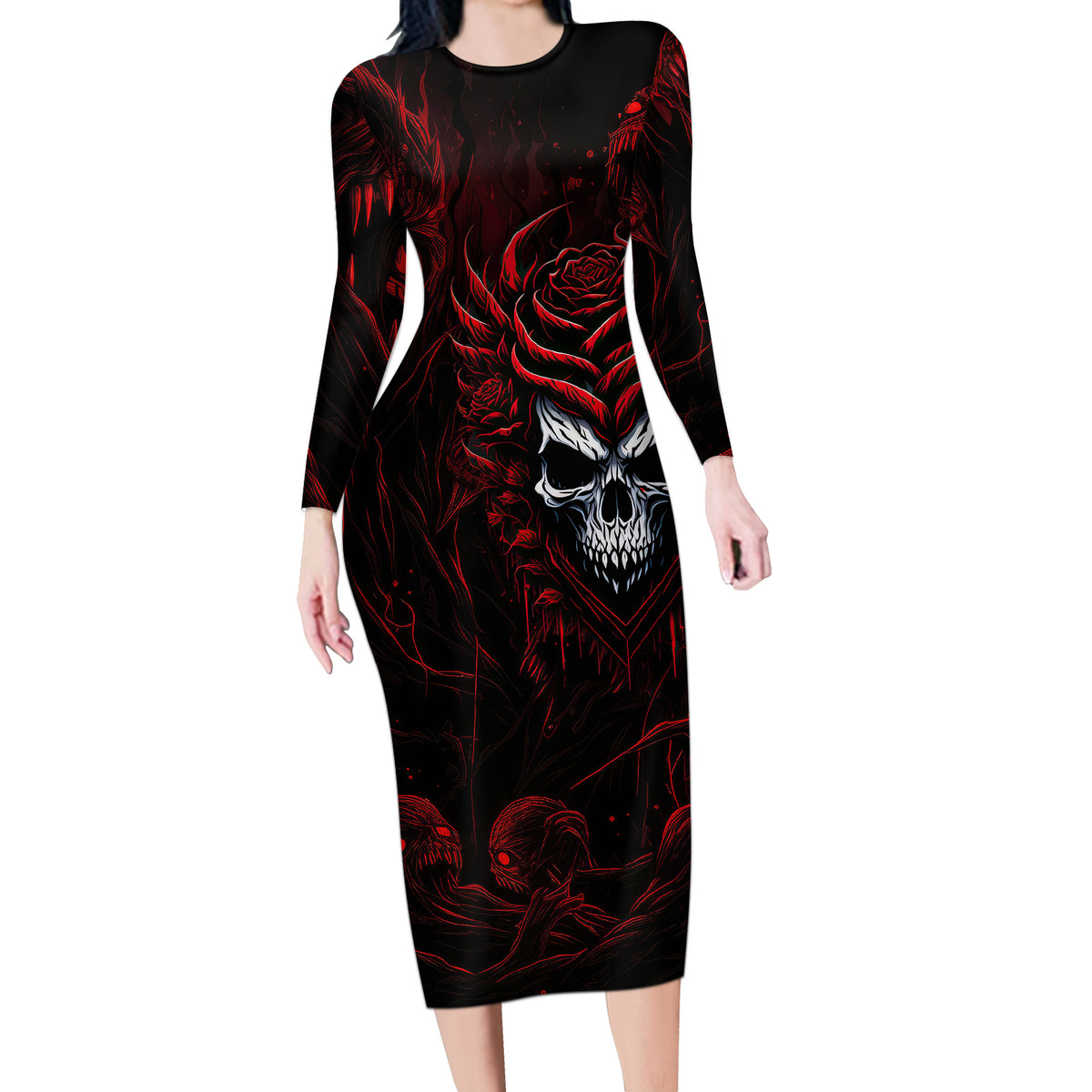 I'm Never Alone My Demon Are With Me 247 Long Sleeve Bodycon Dress - Wonder Print Shop