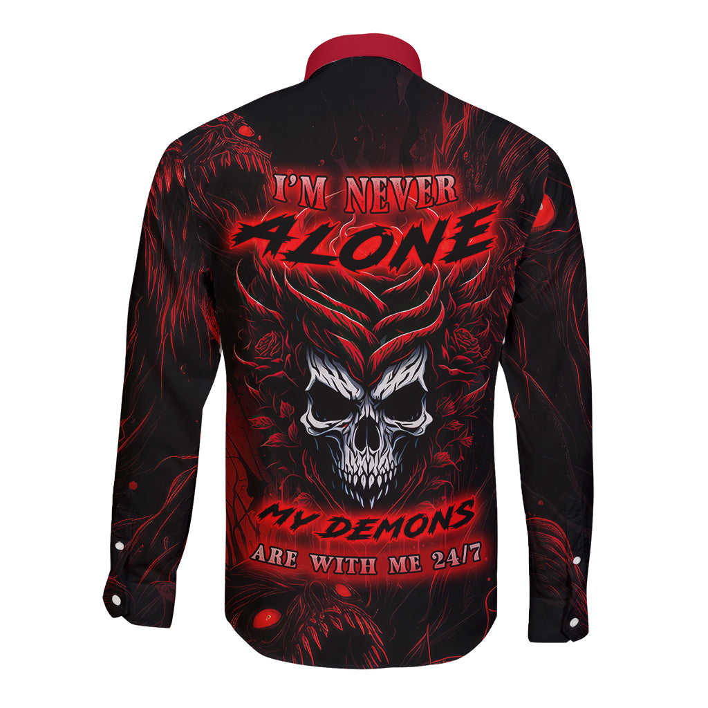 I'm Never Alone My Demon Are With Me 247 Long Sleeve Button Shirt - Wonder Print Shop
