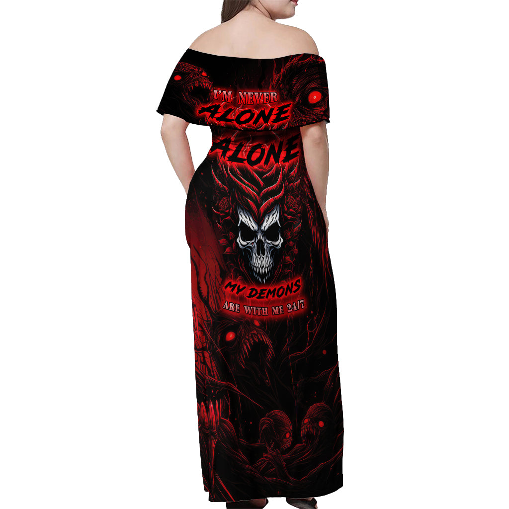 I'm Never Alone My Demon Are With Me 247 Off Shoulder Maxi Dress - Wonder Print Shop