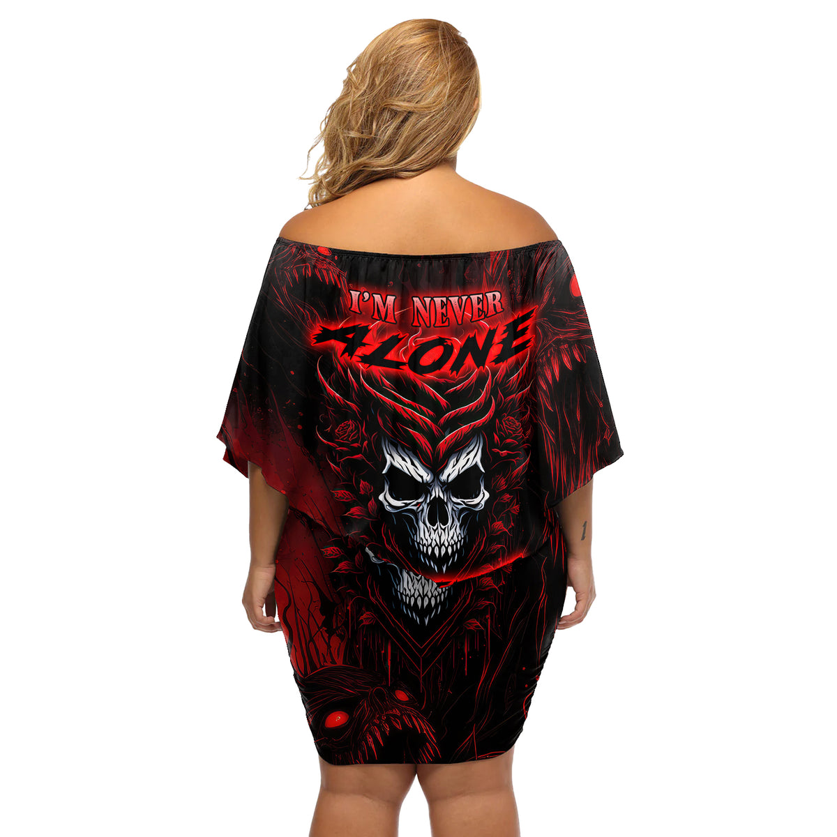 I'm Never Alone My Demon Are With Me 247 Off Shoulder Short Dress - Wonder Print Shop