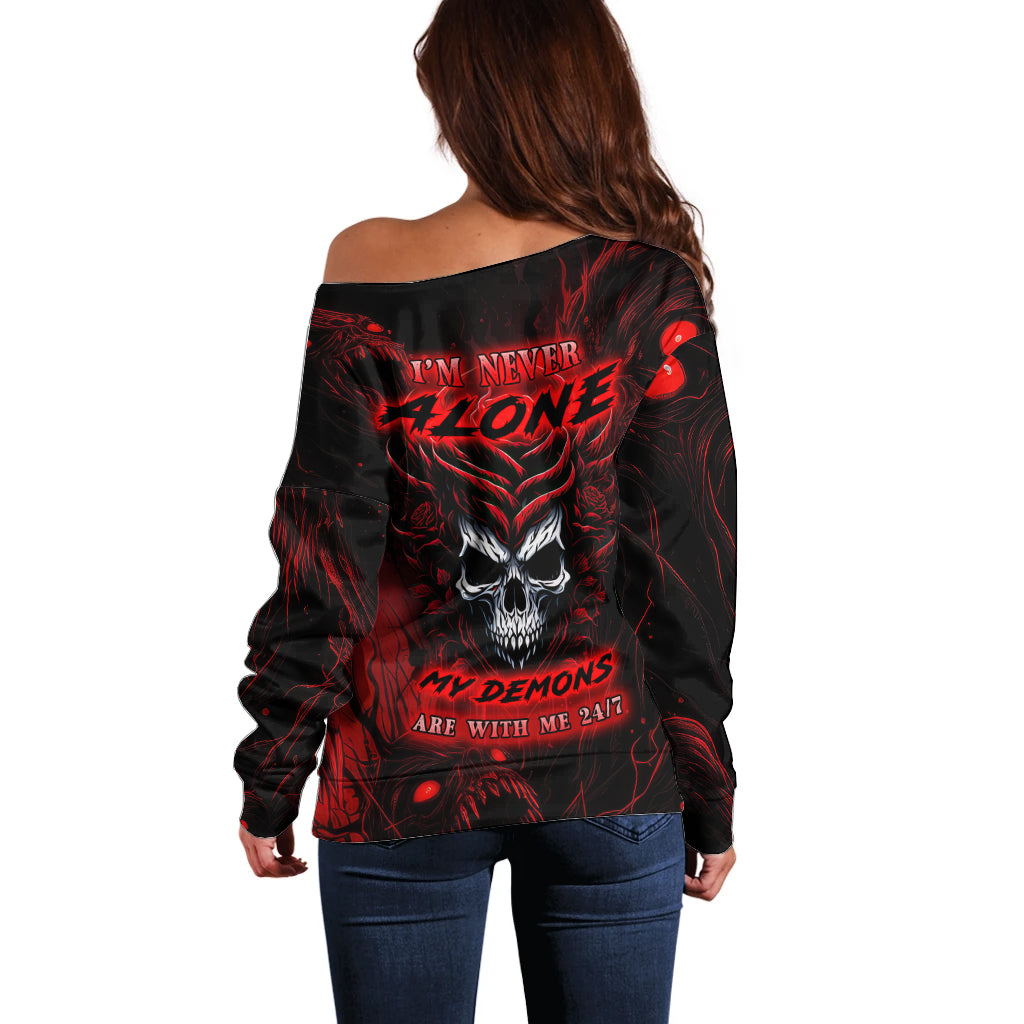 I'm Never Alone My Demon Are With Me 247 Off Shoulder Sweater - Wonder Print Shop