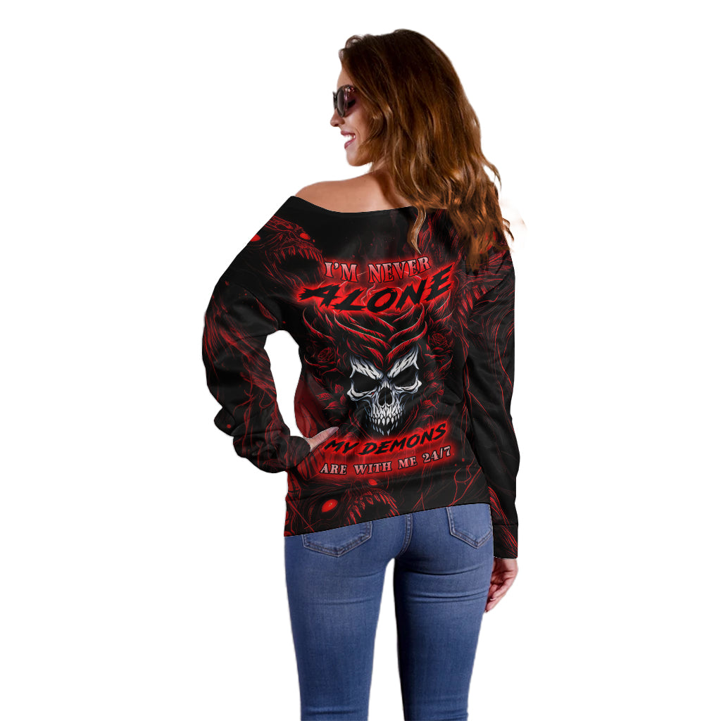 I'm Never Alone My Demon Are With Me 247 Off Shoulder Sweater - Wonder Print Shop