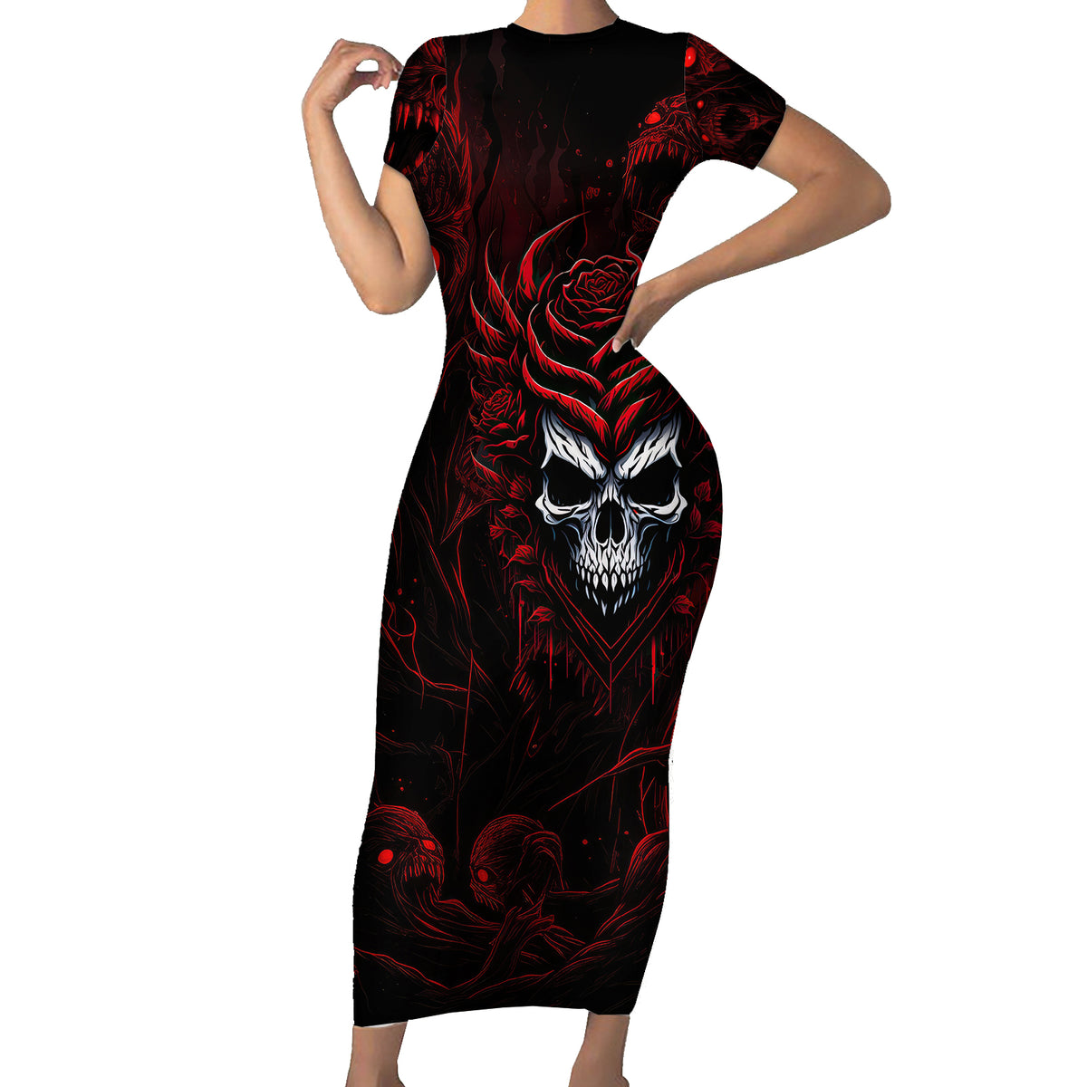 I'm Never Alone My Demon Are With Me 247 Short Sleeve Bodycon Dress - Wonder Print Shop