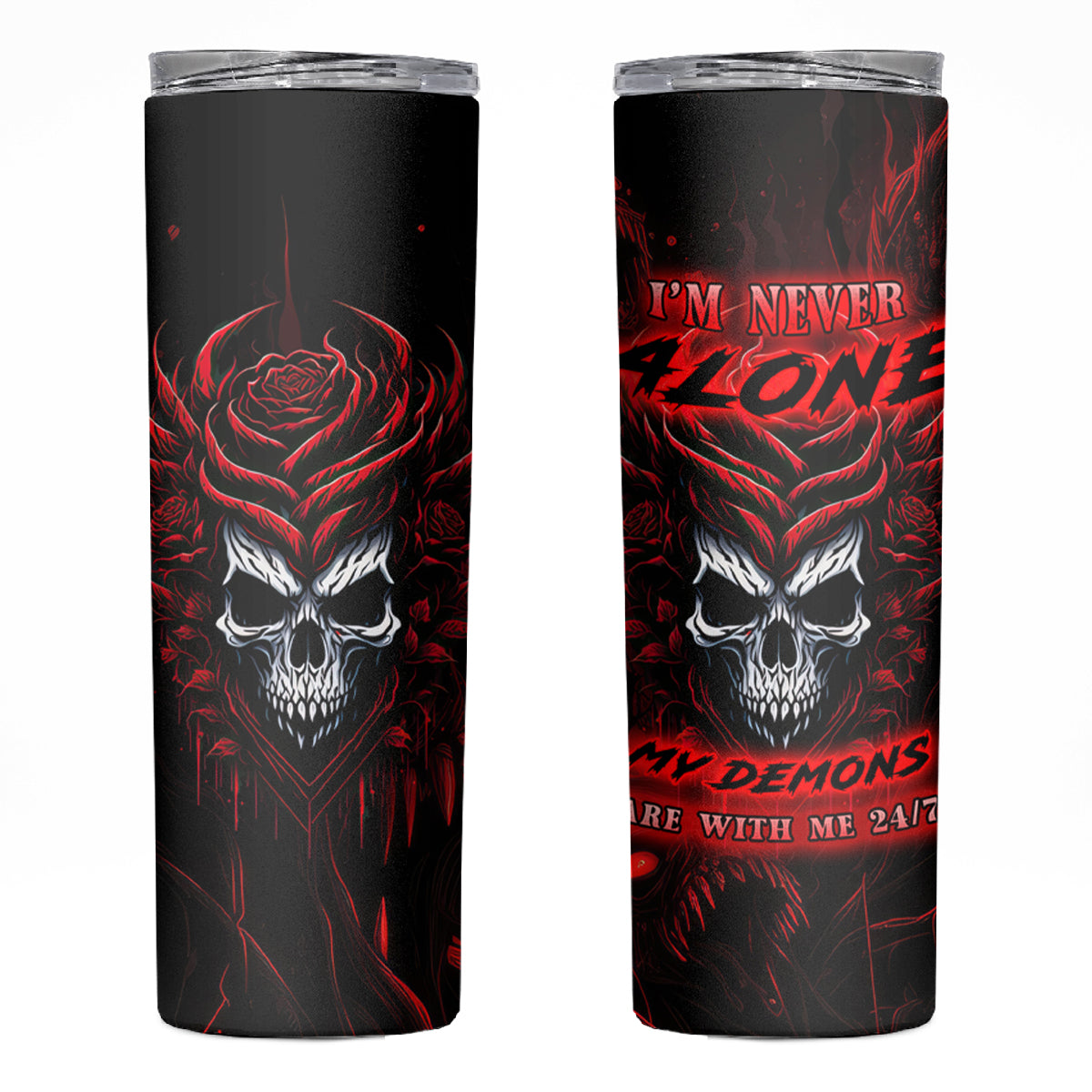I'm Never Alone My Demon Are With Me 247 Skinny Tumbler - Wonder Print Shop