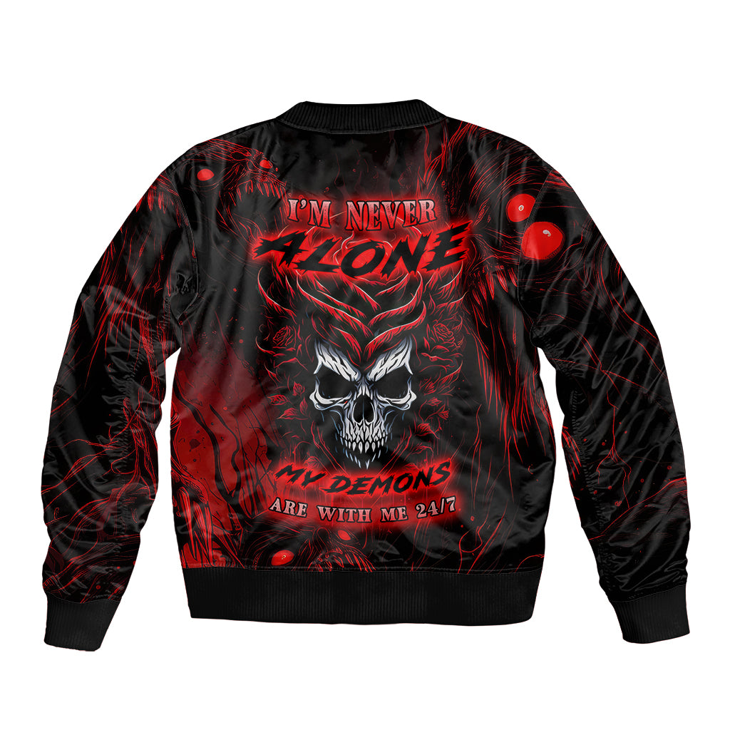 I'm Never Alone My Demon Are With Me 247 Sleeve Zip Bomber Jacket - Wonder Print Shop
