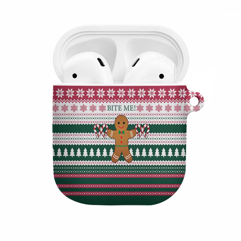 Christmas Cookies Bite Me AirPods Case with Gingerbread Man Candy Canes and Snowflake Tree - Wonder Print Shop
