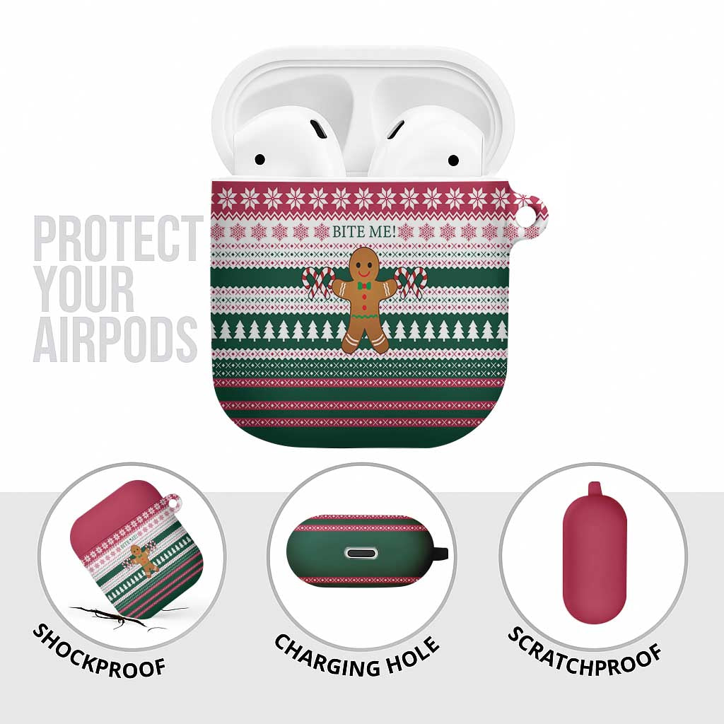 Christmas Cookies Bite Me AirPods Case with Gingerbread Man Candy Canes and Snowflake Tree - Wonder Print Shop