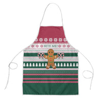 Christmas Cookies Bite Me Apron with Gingerbread Man Candy Canes and Snowflake Tree - Wonder Print Shop