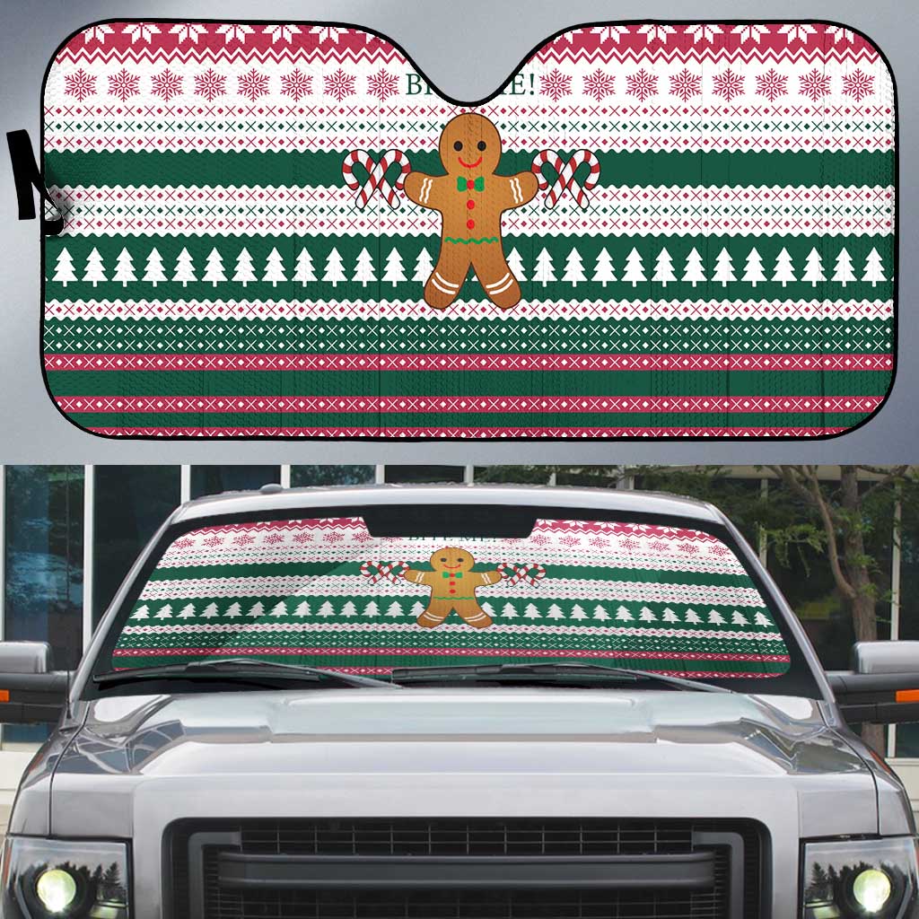 Christmas Cookies Bite Me Auto Sun Shade with Gingerbread Man Candy Canes and Snowflake Tree - Wonder Print Shop