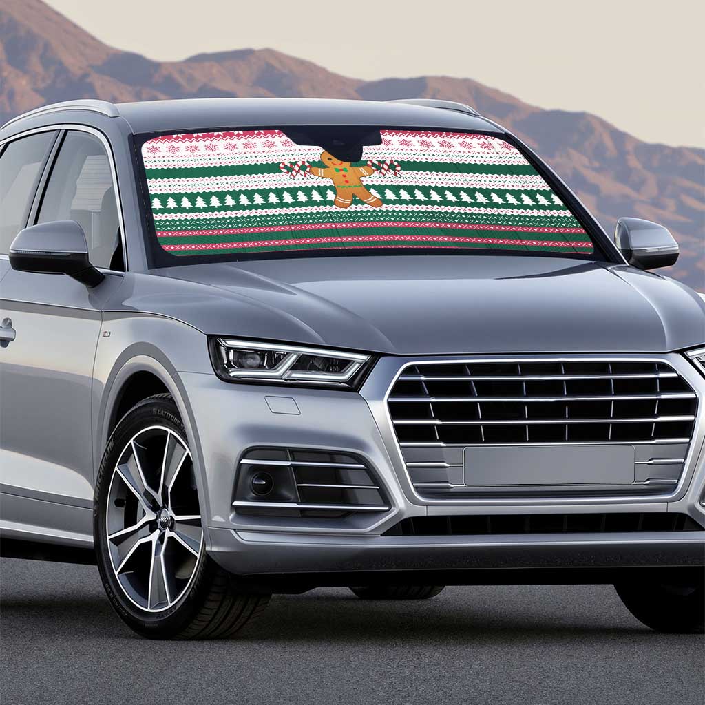 Christmas Cookies Bite Me Auto Sun Shade with Gingerbread Man Candy Canes and Snowflake Tree - Wonder Print Shop