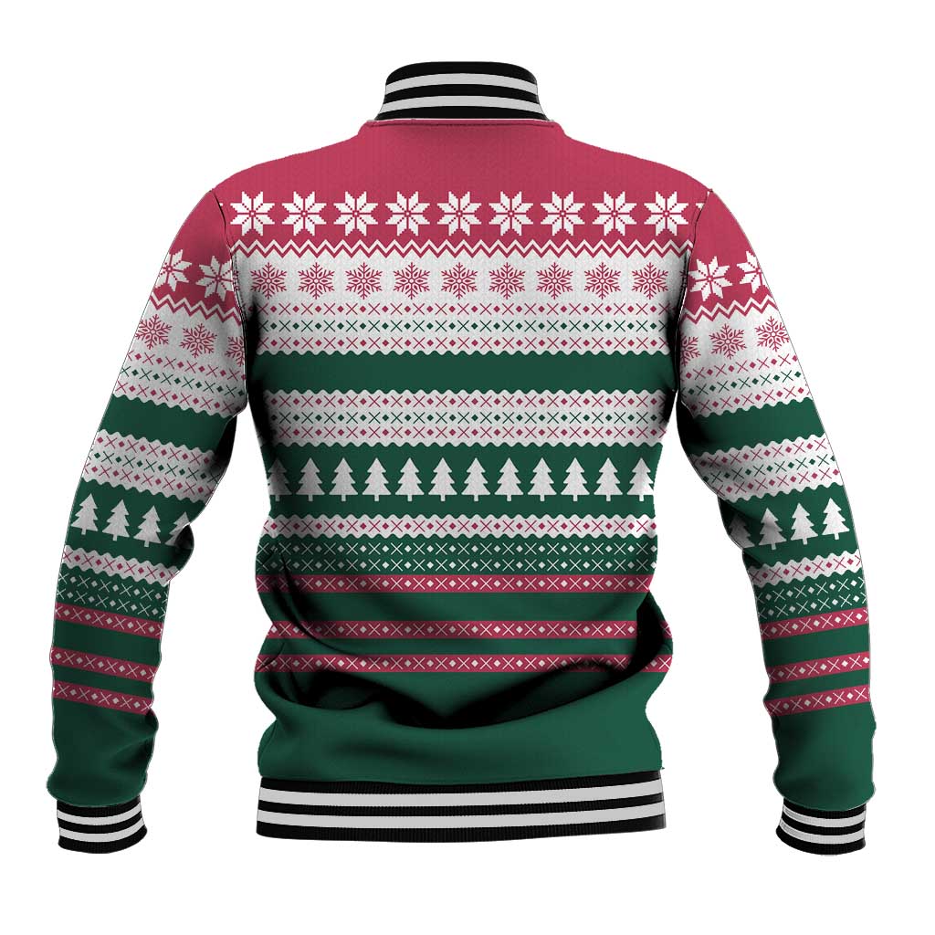 Christmas Cookies Bite Me Baseball Jacket with Gingerbread Man Candy Canes and Snowflake Tree - Wonder Print Shop