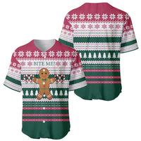 Christmas Cookies Bite Me Baseball Jersey with Gingerbread Man Candy Canes and Snowflake Tree - Wonder Print Shop