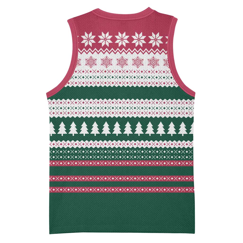 Christmas Cookies Bite Me Basketball Jersey with Gingerbread Man Candy Canes and Snowflake Tree - Wonder Print Shop