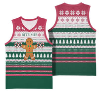 Christmas Cookies Bite Me Basketball Jersey with Gingerbread Man Candy Canes and Snowflake Tree - Wonder Print Shop