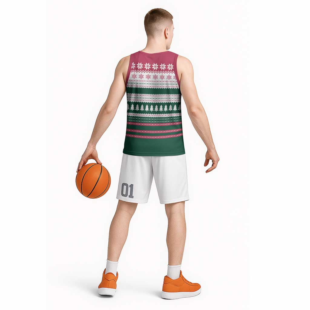 Christmas Cookies Bite Me Basketball Jersey with Gingerbread Man Candy Canes and Snowflake Tree - Wonder Print Shop
