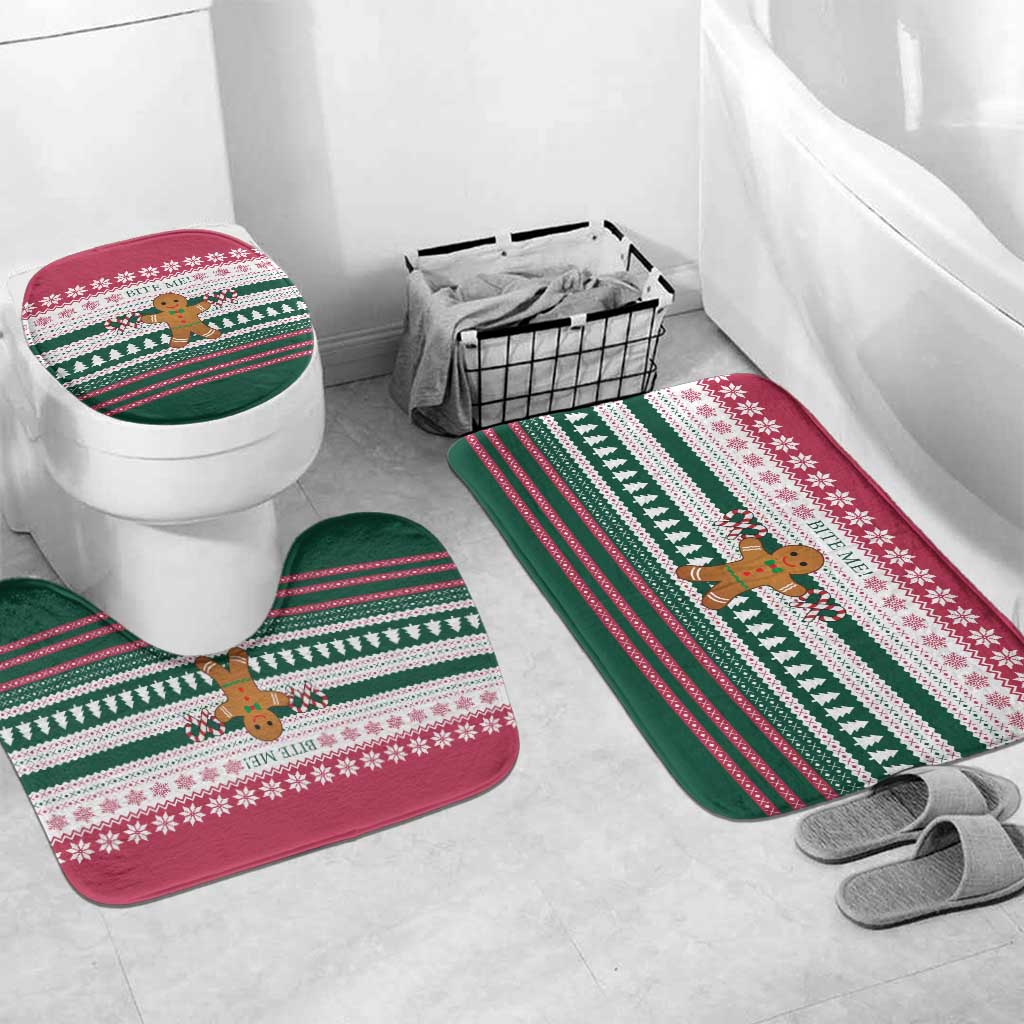 Christmas Cookies Bite Me Bathroom Set with Gingerbread Man Candy Canes and Snowflake Tree - Wonder Print Shop